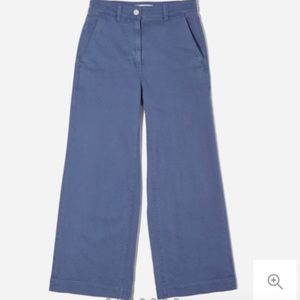 Everlane Wide Leg Crop Pant In Blue